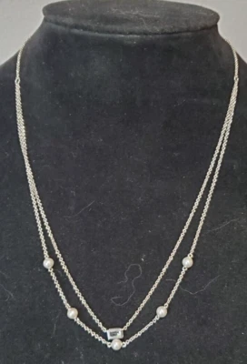 Colar em camadas de pérolas de vidro zircônia cúbica tom prata Eliot Danori - Imagem 1 de 2