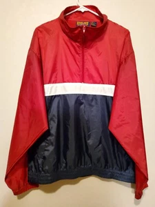 Highland Outfitters Athletic Sport Red White & Blue 1/4 Zip Windbreaker Jacket L - Picture 1 of 3