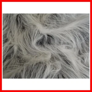 Luxurious Faux Fur Fabric 75mm Pile Height in Black Frost - Perfect for Crafts - Picture 1 of 2