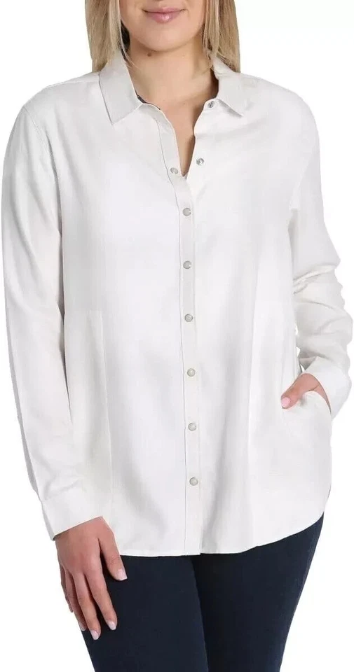 Jachs Girlfriend Women's Super Soft Feel Flannel Shirt White Size S