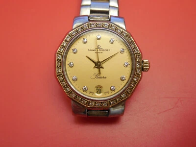 BAUME MERCIER 18K / STEEL DIAMOND RIVIERA 25MM WITH DEPLOYMENT BAND BRACELET - Image 1 of 4