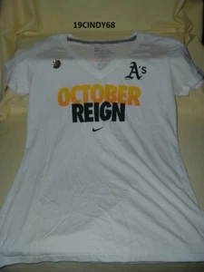 NEW 2013 NIKE SLIM FIT OAKLAND A'S "A'S OCTOBER REIGN" SHIRT-WOMEN'S SIZE LARGE - Picture 1 of 4