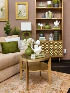 🌞 MESA DE CENTRO DORADA moderna salón MUÑECA MUEBLES escala 1/6 para BARBIE - Imagen 1 de 4