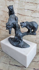 Roaring Kodiak Grizzly Russische Bär Bronze Marmor Skulptur Sammlerstück