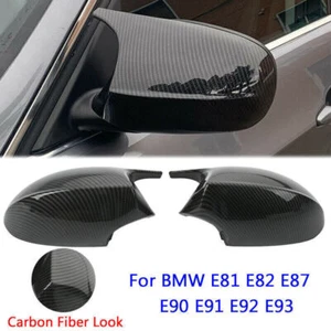 2x Carbon Fiber Rear View Mirror Cover For BMW E90 E91 E92 E93 PRE-LCI 05-09 AS - Picture 1 of 9