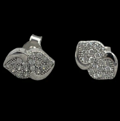 Orecchini da ragazza donna cuori contrapposti in argento 925 puntiluce brillanti - Immagine 1 di 4