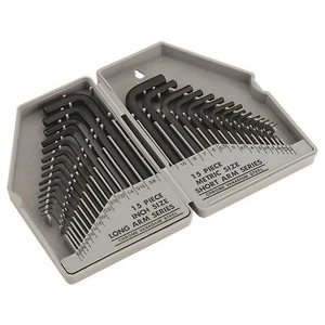 30 PIECE HEX ALLEN KEY SET LONG /SHORT-ARM KIT WITH CASE METRIC & IMPERIAL UK - Picture 1 of 7