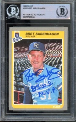 1985 Fleer BRET SABERHAGEN #212 World Series MVP Auto BGS AUTHENTIC Royals - Image 1 of 2