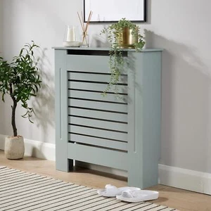 Small Grey Radiator Cover Wooden MDF Wall Cabinet Shelf Slatted Grill Modern - Picture 1 of 7