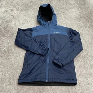 Columbia Snow Problem Jacket Boys Youth Large Blue Hoodie Full Zip School Fleece - Picture 1 of 10