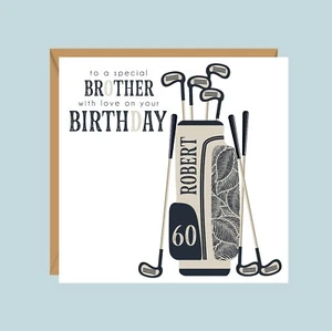 Tarjeta de cumpleaños de golf personalizada, 18, 21, 30, 40, 50, 60 hermano, hijo - Imagen 1 de 1