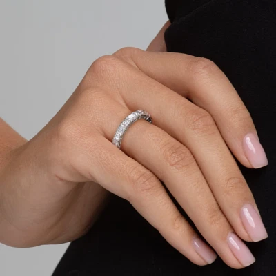 3 Carat Diamond Eternity Band 950 Platinum 4.0 mm Radiant Cut Lab Grown  - Image 1 of 4