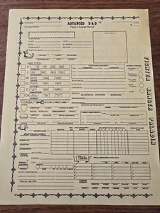 AD&D REF2 Player Character Record Sheet Singles Fighter/Ranger/Paladin TSR - Picture 1 of 5
