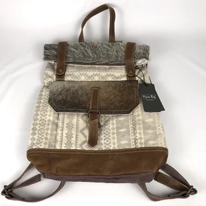 MYRA BAG Classy Backpack Upcycled Aztec Canvas & Cowhide S-1237 - New with Tags - Picture 1 of 13