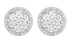 14K White Gold Over Silver 1.60 CT Cubic Zirconia Cluster Flower Stud Earrings