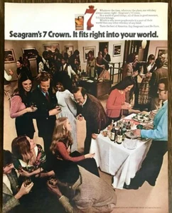 1971 Seagram's 7 Crown Whisky PRINT AD Fits Right Into Your World Art Show Party - Picture 1 of 1