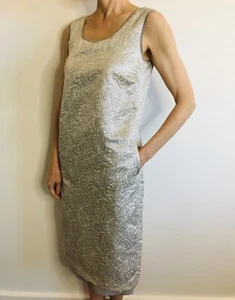 ‘S Max Mara Size US 4 (AU 6-8) Silver Shift Dress Luxury Italian Designer Label - Picture 1 of 24