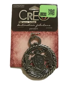 CRE8 By Amy Labbe Pendant With Coat Of Arms 2” Crest Lions Seal Metallic - Picture 1 of 3