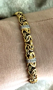 DIAMONIQUE CZ ITALIA POLISHED BYZANTINE BRACELET GOLD-PLATED, SMALL (M4358-24) - Picture 1 of 7
