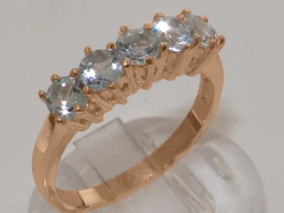 Anillo de eternidad para mujer aguamarina natural de oro rosa de 9 quilates - tallas de la J a la Z Foto 1 de 4