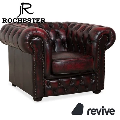 Rochester Chesterfield Leder Sessel Rot Braun Vintage - Bild 1 von 4