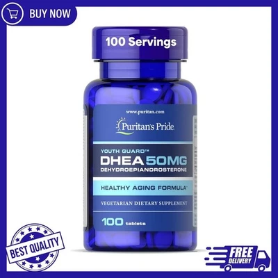 Puritan's Pride DHEA 50 мг пищевая добавка способствует метаболизму сахара 100 штук - Изображение 1 из 4