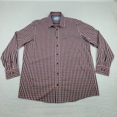 Casa Moda Shirt Mens XL Blue Pink Plaid Comfort Fit Button Up Long Sleeve Cotton - Image 1 of 4