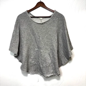 Maglione stile poncho grigio pullover manica corta casual tasca vestibilità rilassata donna - Foto 1 di 6