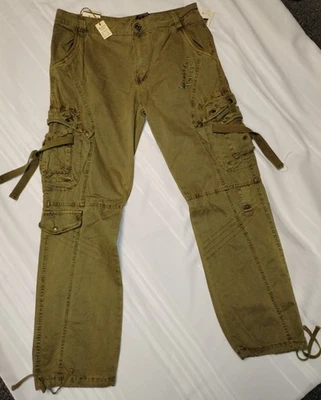 Pantalones de mezclilla utilitarios tácticos cargo Brooklyn Xpress vintage raros para hombre talla 36" nuevos con etiquetas Foto 1 de 4