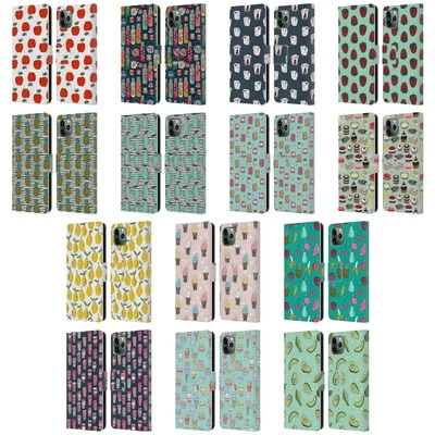 ANDREA LAUREN DESIGN FOOD PATTERN LEATHER BOOK CASE FOR APPLE iPHONE PHONES - Image 1 of 4