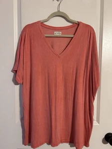 Wunderschöne Damen Tunika Relaxed Fit Kurzarm Dolman Fit Koralle XL - Bild 1 von 8