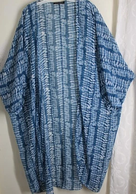 Wendy Williams Talla 2X 3X ARTE-TO-WEAR Lagenlook Shibori Plumero Chaqueta Abrigo Fluido Foto 1 de 4