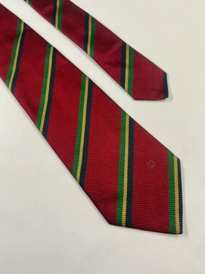 Corbata Dunhill 100% Seda Rojo Azul Verde Amarillo Rayas Hecha en Italia Foto 1 de 4