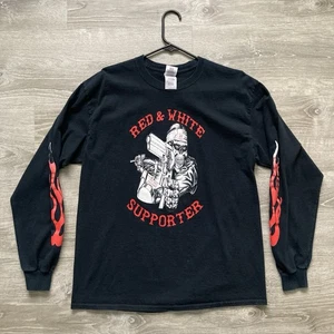 Red & White Supporter 81 Hells Angels Langarmshirt Herren Large Skull Flames - Bild 1 von 10