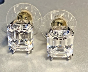 Asscher Cut Moissanite Solitär Ohrstecker .925 Sterling Silber JTV - Bild 1 von 7