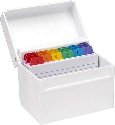 OSCO EUROPE LTD OSCO White Hi-Gloss Index Box with 100 Cards and Coloured Tab, White