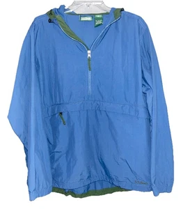 LL Bean Chaqueta de Lluvia Mujer XL Azul Verde 1/2 Cremallera Cortavientos Capucha Bolsillo Frontal - Imagen 1 de 14