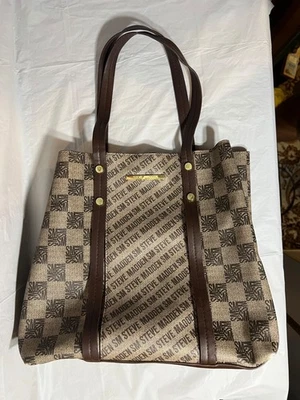 as is-Steve Madden marrón y tostado con bolso grande dorado/cartera de hombro bolso mediano Foto 1 de 4
