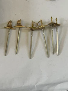 Vintage MINIATURE "TOLEDO" SWORD Lot of 6 Mini COCKTAIL TOOTHPICK SWORDS 2-Types - Foto 1 di 14