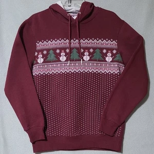MBX Burgundy Women's Christmas Winter Hoodie with Snowman Design -Size Small - Picture 1 of 13