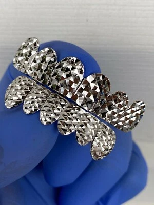REAL Solid 925 Sterling Silver Diamond Cut Grillz Teeth Fronts Slugs Top Bottom - Image 1 of 4