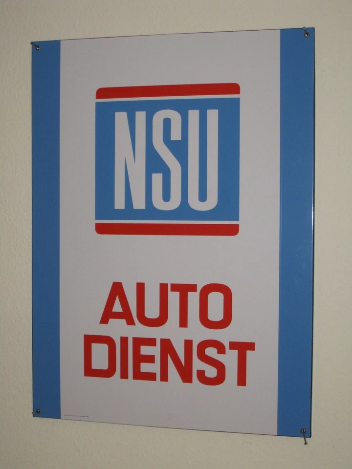 TOP Zustand: NSU Auto Dienst Emaille Schild - Oldtimer Werkstatt Tankstelle - Bild 1 von 4