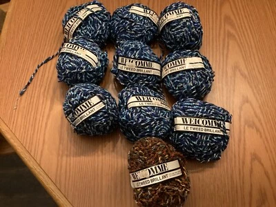 10 винтажных пряж Welcomme «Balls Le Tweed Brillant» 9 оттенков синего, 1 коричневый - Изображение 1 из 4