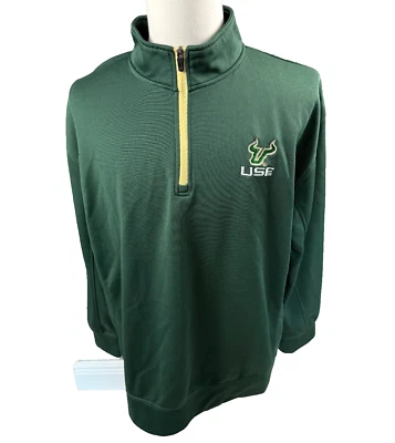 Russell University South Florida Bulls Green 1/4 Zip Midweight Pullover Shirt XL - Image 1 of 4