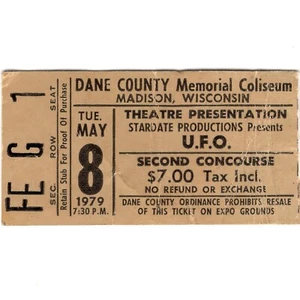 AC/DC & UFO Concert Ticket Stub MADISON WI 5/8/79 DANE COUNTY COLISEUM BON SCOTT - Picture 1 of 2