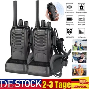 2X Baofeng BF-888s Walkie Talkie Radio ręczne PMR 16 kanałów + zestaw słuchawkowy Słuchawki - Zdjęcie 1 z 12