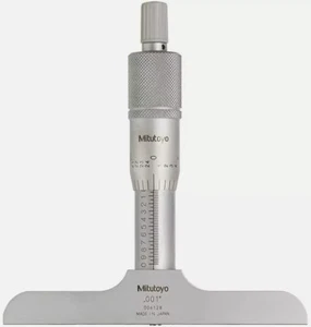 Mitutoyo 128-105 Vernier Depth Gauge, Micrometer Type - Picture 1 of 3