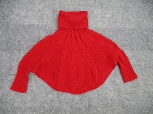 Carters Red Cable Knit Turtle Neck Sweater Poncho Girl's Size 7 Cape Sleeves - Picture 1 of 11