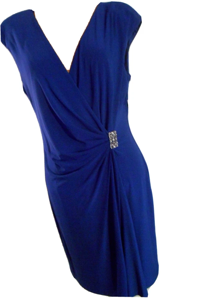 Vestido De Colección Nuevo Con Etiquetas American Living Azul 12 Sin Mangas Forrado Cocqueta Cóctel Noche  Foto 1 de 4