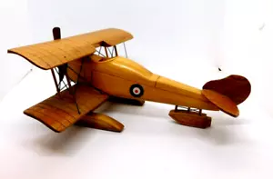 Modell Holzflugzeug Doppeldecker Schwimmflugzeug British WWI Aircraft 11 x 10 cm - Bild 1 von 10